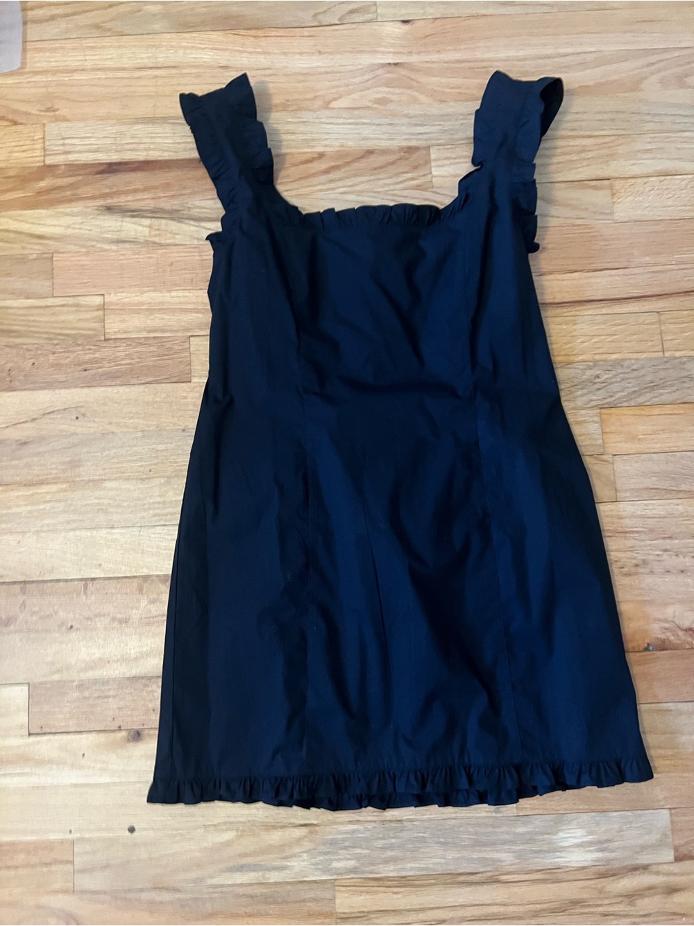 J.Crew Black Ruffle-Trim Mini Dress